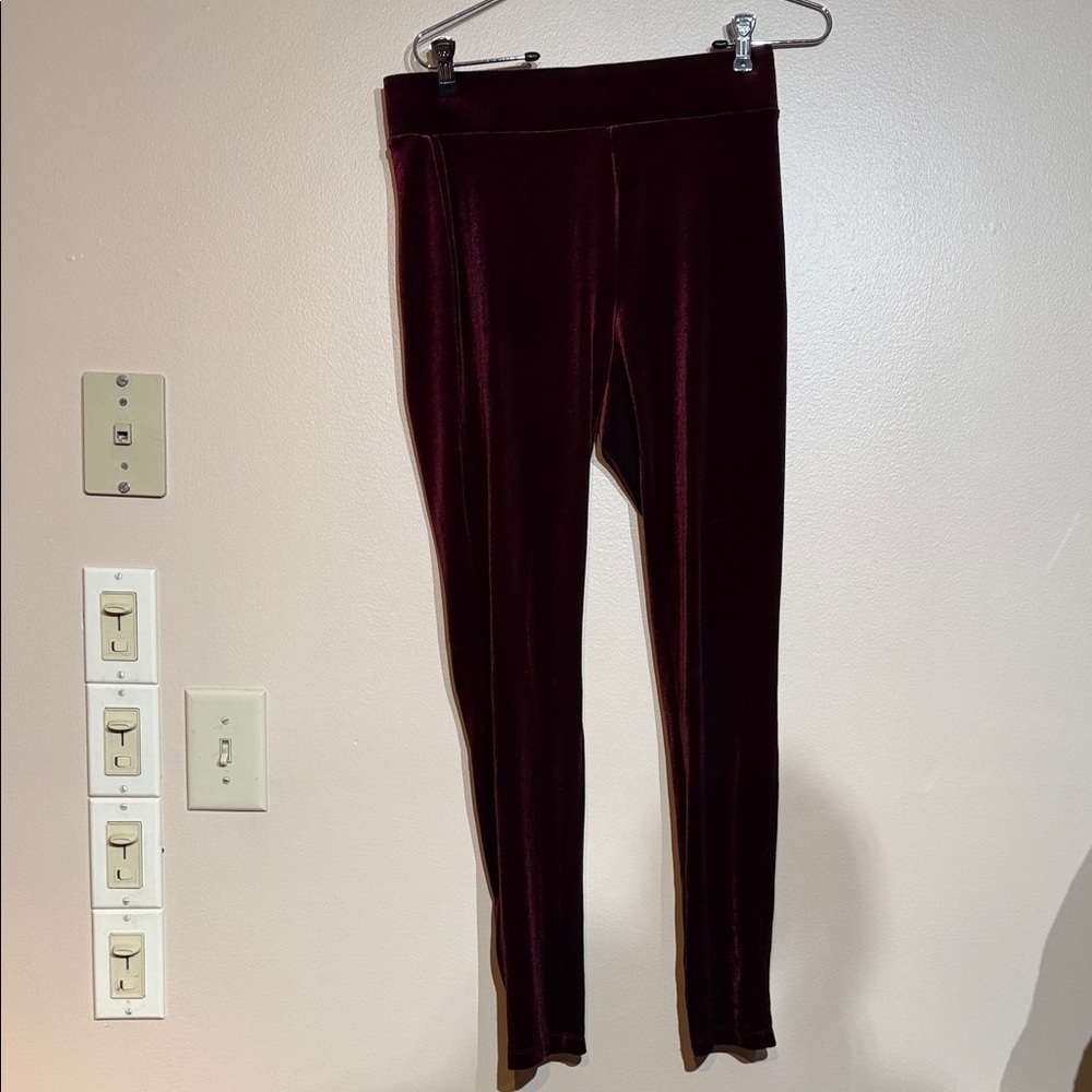 LOFT Deep Red Velvet Leggings
